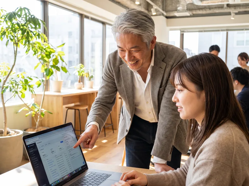 代表からAIの使い方を直接教わっている様子